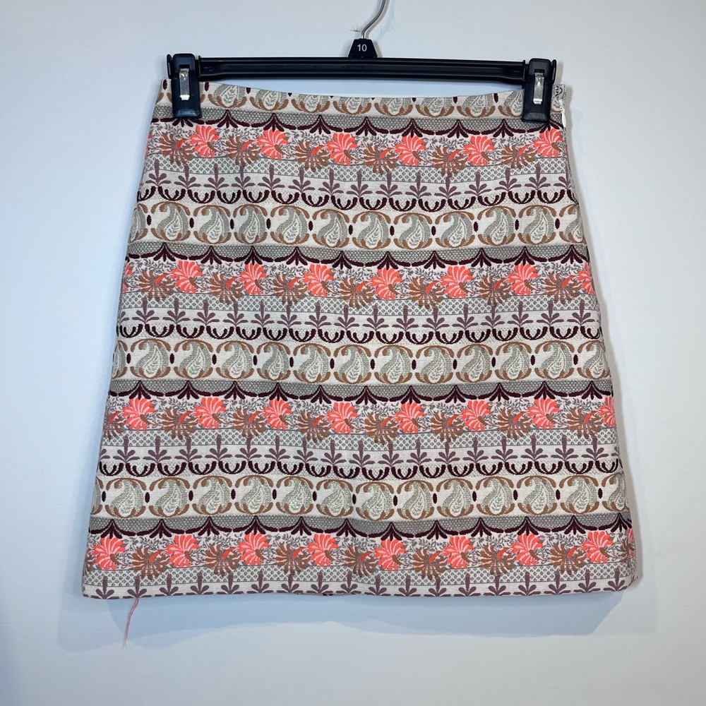 Loft Womens Size 2 Multicolor Metallic Print a-line mini Skirt like new